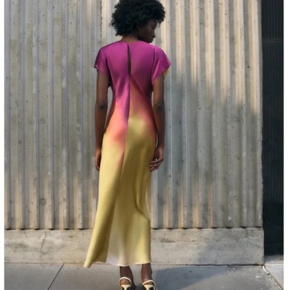 ZARA Multicolour Long Tie-Dye Dress Size XL - Picture 3 of 8